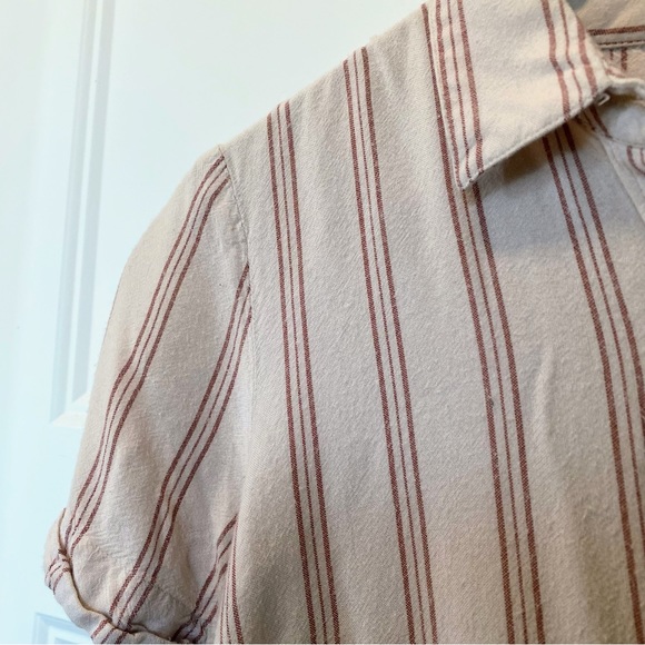 TWIK M Loose Striped Short Sleeve Buttoned Shirt - Picture 6 of 12